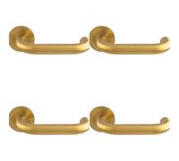 Loops 4 Pack - Pair Round Bar Safety Door Handle Concealed Fix Round Rose Satin Brass Pvd