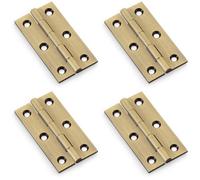 Loops 4 Pack - Pair Solid Brass Cabinet Butt Hinge - 64mm - Antique Brass Premium Cupboard