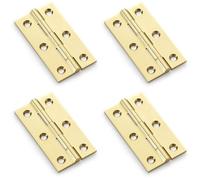 Loops 4 Pack - Pair Solid Brass Cabinet Butt Hinge - 64mm - Polished Brass Premium Cupboard