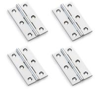 Loops 4 Pack - Pair Solid Brass Cabinet Butt Hinge - 64mm - Polished Chrome Premium Cupboard