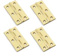 Loops 4 Pack - Pair Solid Brass Cabinet Butt Hinge - 64mm - Satin Brass Premium Cupboard Fixing