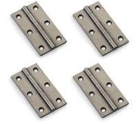 Loops 4 Pack - Pair Solid Brass Cabinet Butt Hinge - 75mm - Pewter Premium Cupboard Fixings