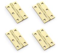 Loops 4 Pack - Pair Solid Brass Cabinet Butt Hinge - 75mm - Polished Brass Premium Cupboard