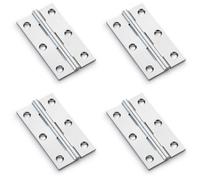 Loops 4 Pack - Pair Solid Brass Cabinet Butt Hinge - 75mm - Polished Chrome Premium Cupboard