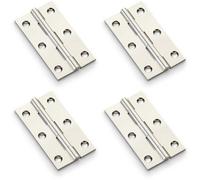Loops 4 Pack - Pair Solid Brass Cabinet Butt Hinge - 75mm - Polished Nickel Premium Cupboard
