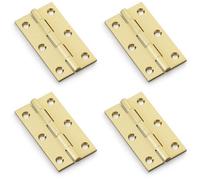 Loops 4 Pack - Pair Solid Brass Cabinet Butt Hinge - 75mm - Satin Brass Premium Cupboard Fixing