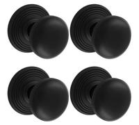 Loops 4 Pack - Pair Textured Ring Mortice Door Knob 70mm Diameter Matt Black Lined Handle