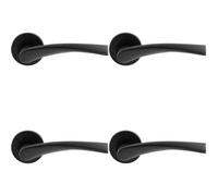Loops 4 Pack - Pair Twisted Angular Design Handle On Round Rose Concealed Fix Matt Black