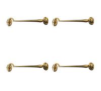 Loops 4 Pack Polished Brass Cabin Hook 250mm - Classic Door Hardware - Hook & Eye Arm Lock