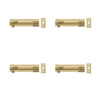Loops 4 Pack Polished Brass Necked Barrel Bolts 102X25mm For Enhanced Security - Door Bolt