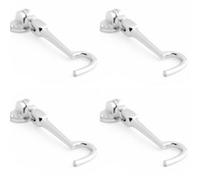 Loops 4 Pack Polished Chrome Brass Cabin Hook - 102mm Durable Door Security - Hook & Eye Arm Lock