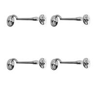 Loops 4 Pack Polished Chrome Brass Cabin Hook - 150mm Door Security Solution - Hook & Eye Arm Lock