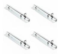 Loops 4 Pack Polished Chrome Brass Straight Barrel Bolts 102X25mm For Secure Locking - Door Bolt
