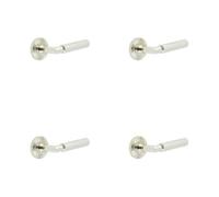 Loops 4 Pack Polished Nickel Door Handle On Reeded Rose For Luxury Interiors - Solid Brass Interior Handle