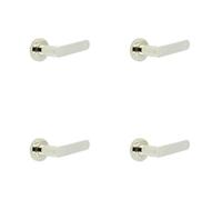 Loops 4 Pack Polished Nickel Door Handle With Plain Rose Design For Stylish Interiors - Solid Brass Interior Handle