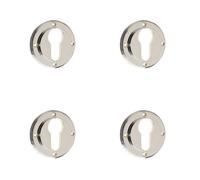 Loops 4 Pack Polished Nickel Euro Profile Escutcheons - Elegant Security Solution - Solid Brass Key Hole Cover
