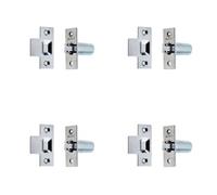 Loops 4 Pack Premium Adjustable Rollerbolt Catches With Nylon Roller In Polished Chrome Finish - 36mm