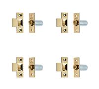 Loops 4 Pack Premium Adjustable Rollerbolt Catches With Polished Brass Finish - 36mm