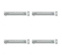 Loops 4 Pack Premium Brass Heavy-Duty Necked Barrel Bolts 200X38mm In Satin Chrome Finish - Door Bolt
