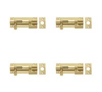 Loops 4 Pack Premium Brass Heavy Necked Barrel Bolts For Enhanced Security 100X38mm - Door Bolt