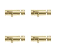 Loops 4 Pack Premium Brass Heavy Straight Barrel Bolts 102X38mm For Enhanced Security - Door Bolt