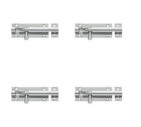 Loops 4 Pack Premium Brass Heavy Straight Barrel Bolts 102X38mm For Maximum Security - Door Bolt