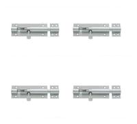Loops 4 Pack Premium Brass Heavy Straight Barrel Bolts For Ultimate Door Security 102X38mm Satin Chrome - Door Bolt
