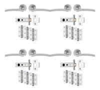 Loops 4 Pack - Premium Door Handle & Latch Pack Set- Polished Chrome Slim Curved Lever Round Rose