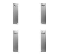 Loops 4 Pack Premium Engraved Fingerplates 'pull' In Satin Anodised Aluminium - 305X75mm - Door Protector Plate