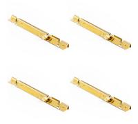 Loops 4 Pack Premium Heavy-Duty Polished Brass Straight Barrel Bolts 200X38mm - Door Bolt