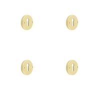 Loops 4 Pack Premium Knurled Keyway Escutcheon In Satin Brass For Elegant Doors - Solid Brass Key Hole Cover