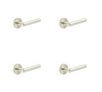 Loops 4 Pack Premium Knurled Satin Nickel Door Handle With Customizable Roses - Solid Brass Interior Handle