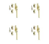 Loops 4 Pack Premium Polished Brass Lockable Casement Fasteners 124mm For Secure Windows - Window Handle