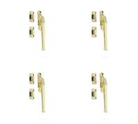 Loops 4 Pack Premium Polished Brass Non-Lockable Casement Fasteners - 124mm Modern Design - Window Handle