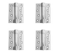 Loops 4 Pack Premium Polished Chrome Single Action Spring Hinge 102X76X2.7mm Pack Of 3 - Door Hinges