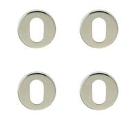 Loops 4 Pack Premium Polished Stainless Steel Oval Escutcheons - Grade 304, 52X8mm - Key Hole Cover