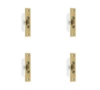 Loops 4 Pack Premium Sash Roller With Rectangular Plate - 118X26mm Polished Brass For Smooth Operation - Window Fastener