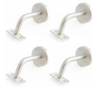 Loops 4 Pack Premium Satin Stainless Steel Handrail Brackets 75mm For Secure Mounting - Stair Bannister Holder