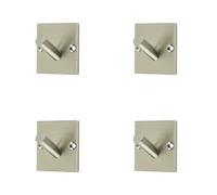 Loops 4 Pack Premium Satin Stainless Steel Single Robe Hook - 48mm - Wall Mounted Clothing Hook