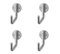 Loops 4 Pack Premium Satin Stainless Steel Single Robe Hook 55mm For Bathroom Or Closet - Wall Mounted Clothing Hook