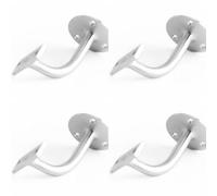 Loops 4 Pack Premium Solid Brass Handrail Brackets In Satin Chrome Finish - 75mm - Stair Bannister Holder