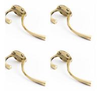 Loops 4 Pack Premium Solid Brass Hat & Coat Hook 142mm In Antique Finish - Wall Mounted Clothing Hook