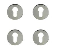 Loops 4 Pack Premium Stainless Steel Euro Profile Escutcheons 52X8mm - Grade 304 Polished Finish - Key Hole Cover