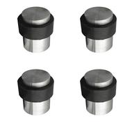 Loops 4 Pack Premium Stainless Steel Floor Mounted Door Stops 40X30mm - Sleek Satin Finish - Rubber Stopper Protector