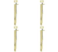 Loops 4 Pack Premium Stainless Steel Flush Bolts In Satin Brass - 203mm X 20mm Square Forend