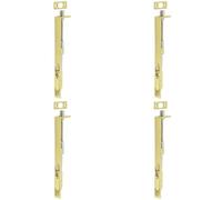 Loops 4 Pack Premium Stainless Steel Flush Bolts With Brass Finish - 203mm X 20mm Square Forend