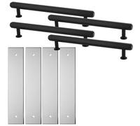 Loops 4 Pack - Pull Handle & Contrasting Backplate Set - Industrial Hex T Bar - Matt Black & Chrome