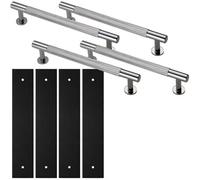 Loops 4 Pack - Pull Handle & Contrasting Backplate Set - Knurled Round T Bar - Polished Chrome & Black