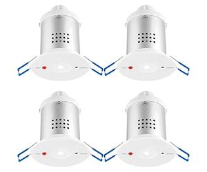Loops 4 Pack Recessed Emergency Ceiling Downlight - 3W Daylight White LED Module - Self Contained - Gloss White Polycarbonate & Aluminium - 3 Hour Emergency Light Fitting