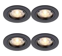 Loops 4 PACK Recessed Fixed Ceiling Downlight - 50W GU10 Reflector - Matt Black Loops Black